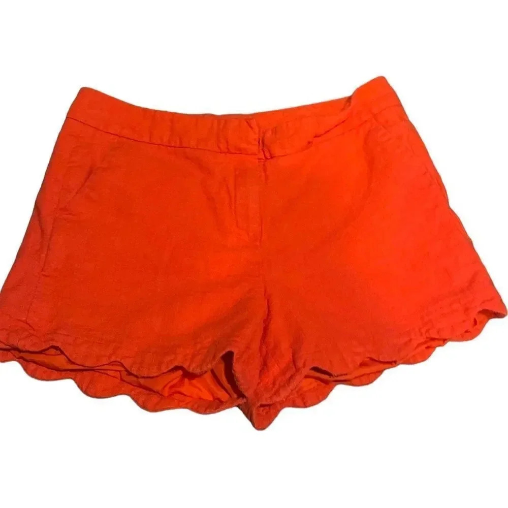 CYNTHIA ROWLEY coral scallop trim flat front short